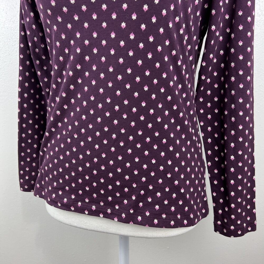 Lands' End Turtleneck Shirt Women Small Purple Floral Shaped Fit Pullover Casual - Picture 8 of 13
